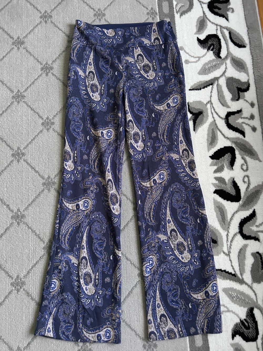 Maeve Anthropologie Maria Paisley Metallic Flare Pants